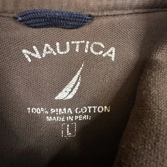 Nautica‎ Men's L Brown Striped Polo SS Cotton SEE DESCRIPTION - Picture 3 of 12